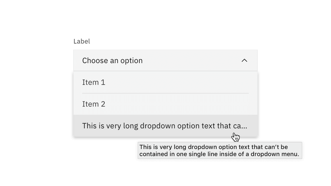 Dropdown overflow text truncation. Dropdown overflow text truncation.