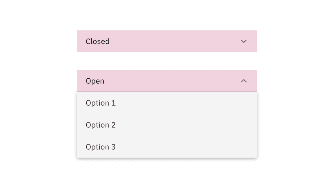 Dropdown closed and open state click targets. Dropdown closed and open state click targets.
