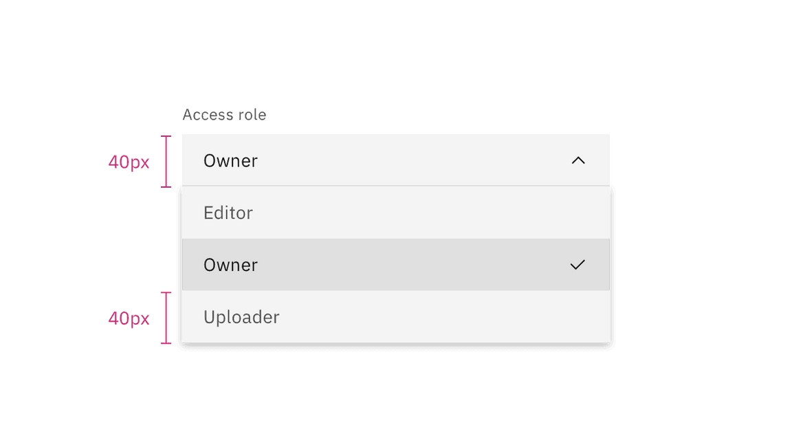 Dropdown field and option size relationship Dropdown field and option size relationship